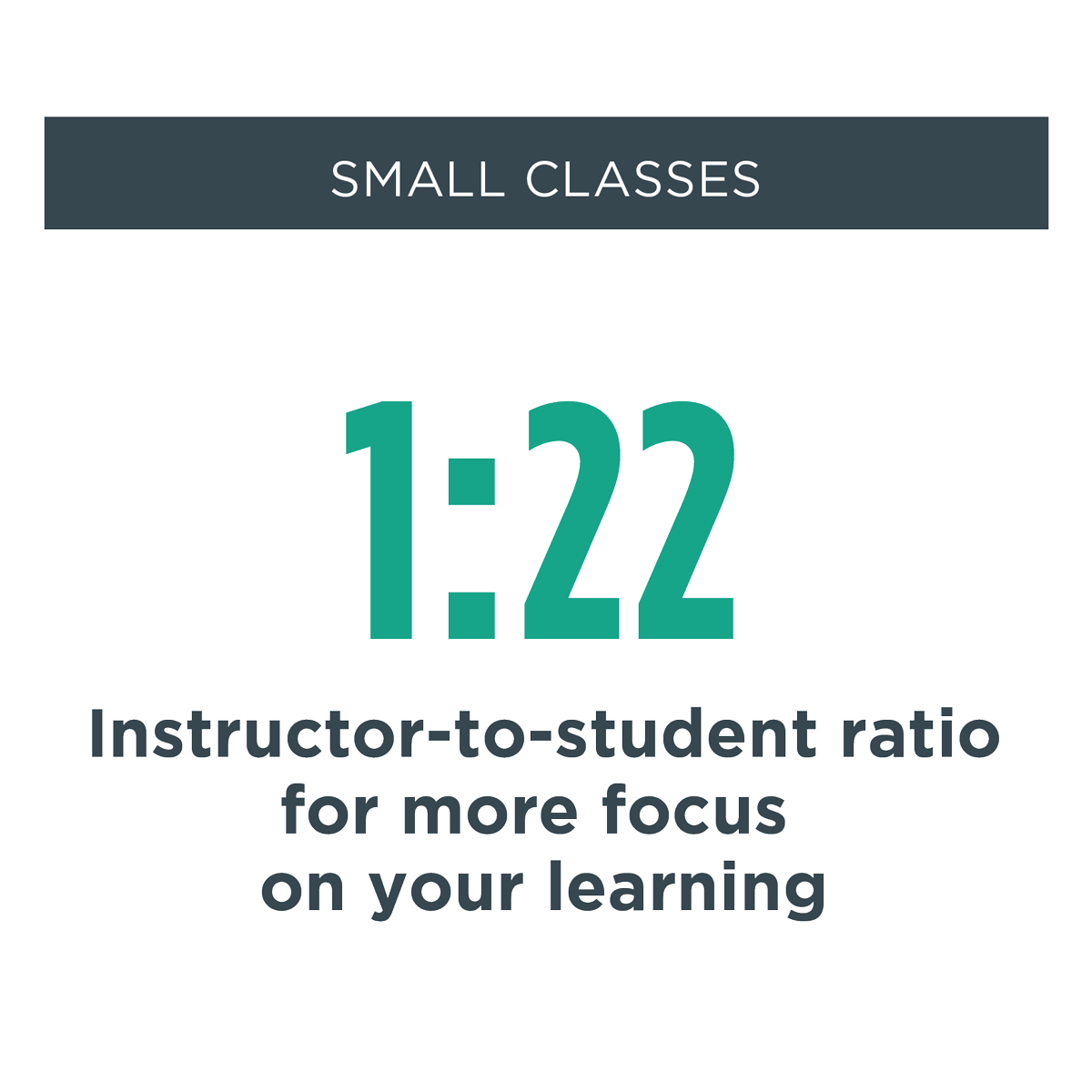 small classes - Instructor-to-student ratio provides more focus on your learning