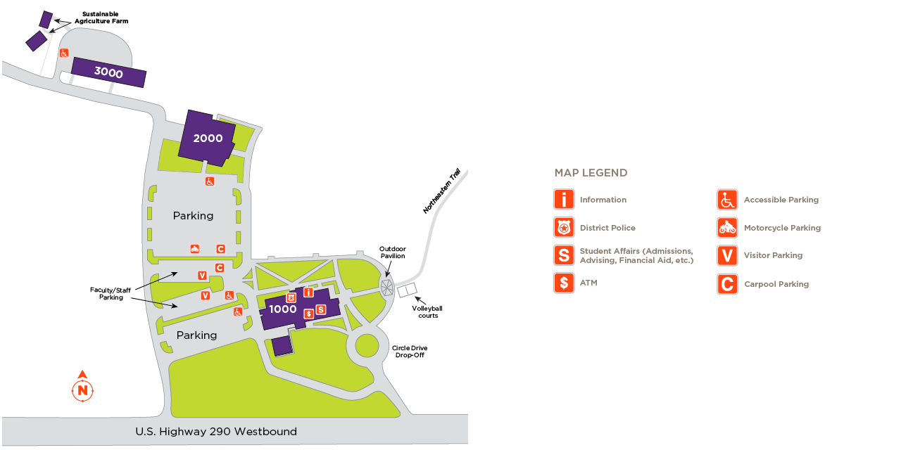 Map illustration of ACC Elgin Campus.