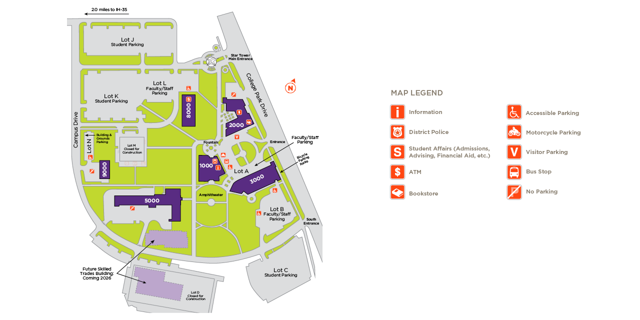 Map illustration of ACC Round Rock Campus.